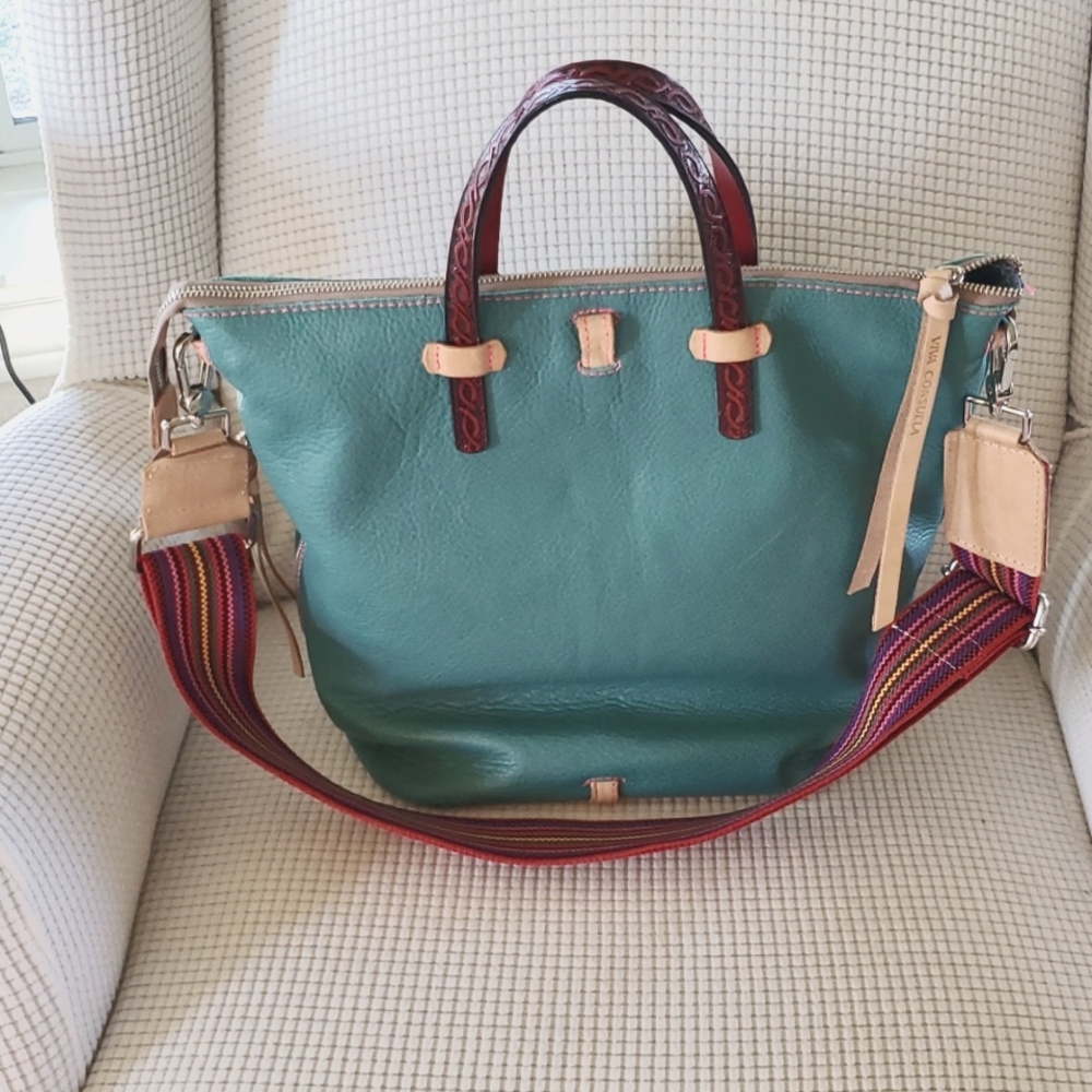 Consuela turquoise leather sling
